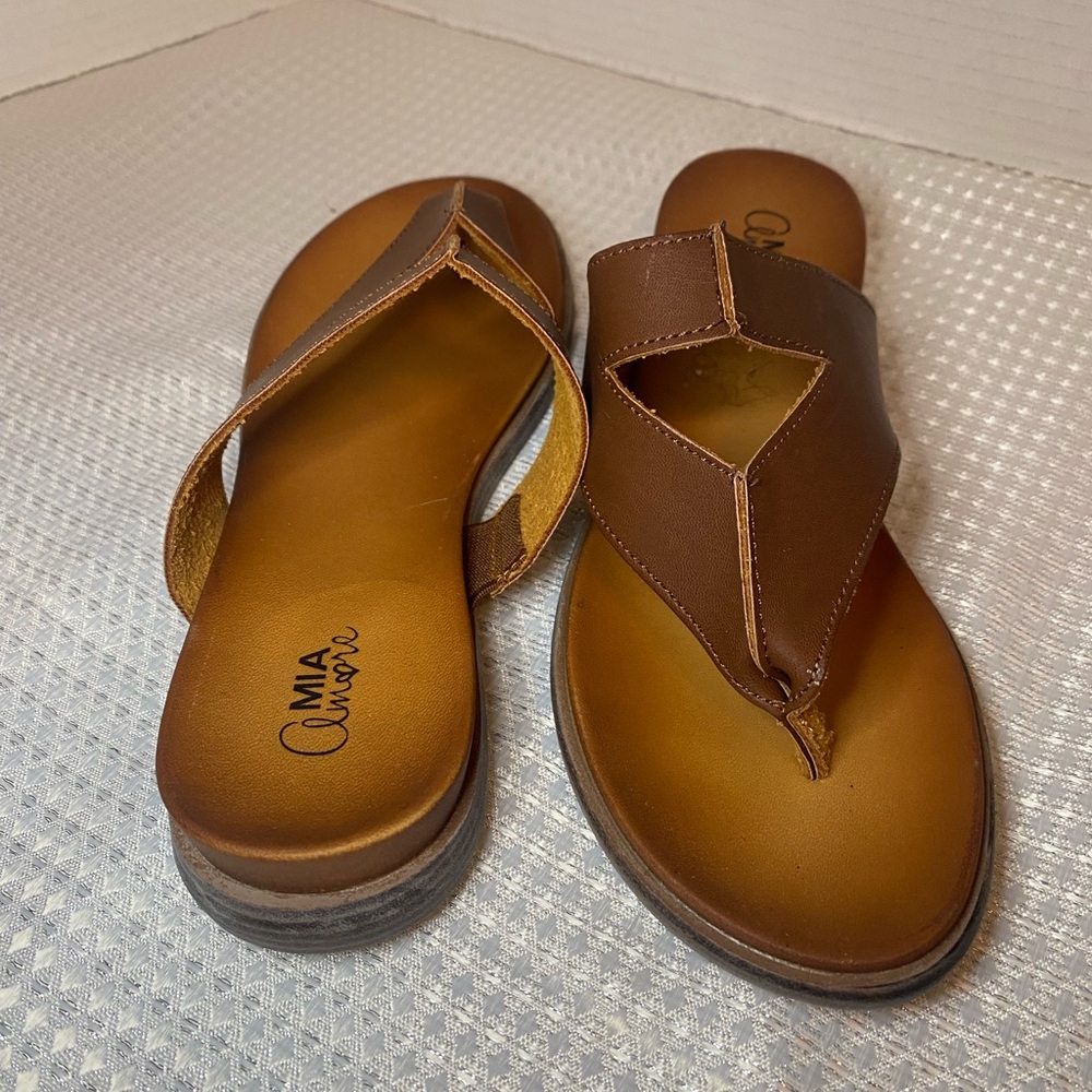 MIA Tan Leather Sandals